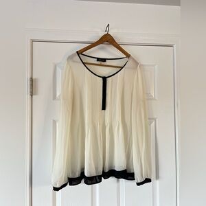 Cream V-Neck Bell Sleeve Peplum Top